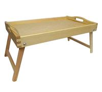 Bed Tray - Wooden Lap Tray Breakfast in Bed Serving with Folding Legs Table Mate Wipe (Natural Wood)
