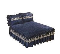 Bed Valance 3 Pcs Bedspread on The Bed Luxury Lace Bed Skirt Thicken Beautiful Bed Linen Bedding Sheets Home Bedspreads Queen/King Size(Royal Blue,3pcs 200x220cm)