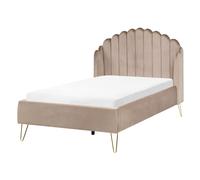 Bed Velvet AMBILLOU 120 x 200 cm (EU Small Double) Taupe