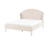 Bed Velvet AMBILLOU 140 x 200 cm (EU Double) Light Beige