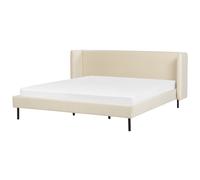Bed Velvet ARETTE 180 x 200 cm (EU Super King) Light Beige