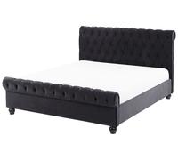 Beliani Bed Velvet Avallon 140 X 200 Cm (Eu Double) Black