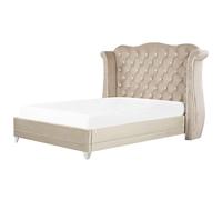 Beliani Bed Velvet Ayette 180 X 200 Cm Eu Super King Beige