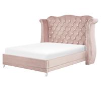 Bed Velvet AYETTE 180 x 200 cm (EU Super King) Pastel Pink