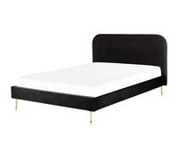 Beliani Bed Velvet FLAYAT 160 x 200 cm (EU King Size) Black, Black