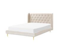 Bed Velvet FORBACH 140 x 200 cm (EU Double) Beige