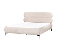 Bed Velvet LESSAY 160 x 200 cm (EU King Size) Light Beige