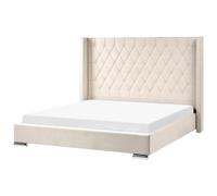 Bed Velvet LUBBON 180 x 200 cm (EU Super King) Off-White