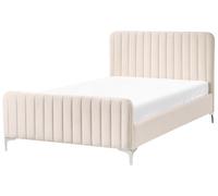 Bed Velvet LUNAN 120 x 200 cm (EU Small Double) Light Beige