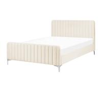 Bed Velvet LUNAN 140 x 200 cm (EU Double) Light Beige