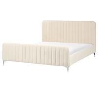 Bed Velvet LUNAN 160 x 200 cm (EU King Size) Light Beige