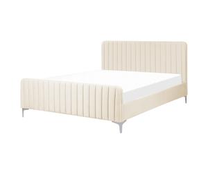 Bed Velvet LUNAN 160 x 200 cm (EU King Size) Light Beige