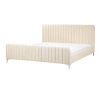 Bed Velvet LUNAN 180 x 200 cm (EU Super King) Light Beige