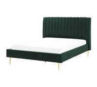 Beliani Bed Velvet Marville 140 X 200 Cm (Eu Double) Emerald Green