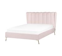 Bed Velvet MIRIBEL 140 x 200 cm (EU Double) Pastel Pink