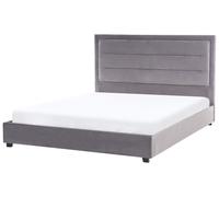 Beliani Bed Velvet Rouen 160 X 200 Cm (Eu King Size) Dark Grey