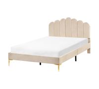 Bed Velvet SAUVIAN 120 x 200 cm (EU Small Double) Beige