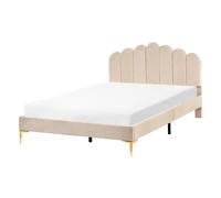 Bed Velvet SAUVIAN 140 x 200 cm (EU Double) Beige