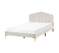 Bed Velvet SAUVIAN 140 x 200 cm (EU Double) Off-White