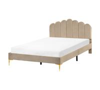 Bed Velvet SAUVIAN 140 x 200 cm (EU Double) Taupe