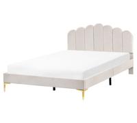 Beliani Bed Velvet Sauvian 160 X 200 Cm (Eu King Size) Off-White