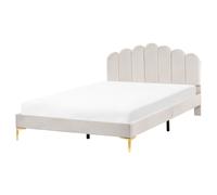 Bed Velvet SAUVIAN 160 x 200 cm (EU King Size) Off-White