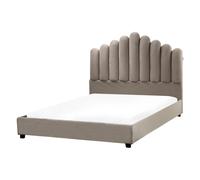 Bed Velvet VINCENNES 140 x 200 cm (EU Double) Taupe