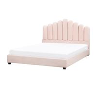 Bed Velvet VINCENNES 160 x 200 cm (EU King Size) Pastel Pink