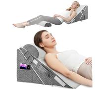 Bed Wedge Pillow, 12-in-1 Folding Memory Foam Sleeping Support Pillow with Headrest, Adjustable Incline Triangle Cushion for Acid Reflux, GERD, Back Pain, Snoring, Leg Elevation with Washable Cover