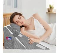 Bed Wedge Pillow, 12-in-1 Folding Memory Foam Triangle Orthopaedic Pillow with Headrest for Sleep Apnea, Acid Reflux, Snoring, Leg Elevation,Adjustable Back Support Incline Cushion with Washable Cover