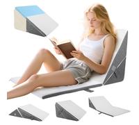 Bed Wedge Pillow, 12-in-1 Folding Memory Foam Triangle Orthopedic Pillow, Adjustable Support Incline Cushion for Sleep Apnea, Acid Reflux, GERD, Back Pain, Snoring, Leg Elevation with Washable Cover