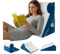 Bed Wedge Pillow, 3-in-1 Memory Foam Sleeping Support Pillow with Headrest Adjustable Incline Cushion for Acid Reflux, Gerds, Back Pain, Snoring, Leg Elevation with Washable Cove, Rest Pillow