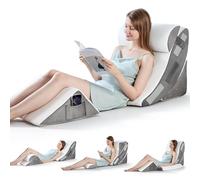 Bed Wedge Pillow, 4PC Adjustable Memory Foam Triangle Wedge Pillow Set For After Surgery, Pillow Wedge For Sleep Apnea, Back Pain Relief, Acid Reflux Relief, Orthopedic Pillow Wedge For Sleeping, Grey
