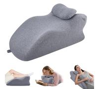 Bed Wedge Pillow, Ergonomic Memory Foam Sleeping Support Pillow with Headrest, Incline Triangle Orthopaedic Cushion for Sleep Apnea, Acid Reflux, Back Pain, Snoring, Leg Elevation with Washable Cover