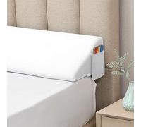 Bed Wedge Pillow for Headboard - Triangle Mattress Gap Filler (0-6) - Prevents Pillow, Phone & Glasses Loss - Adjustable Bed Gap Cushion (182x25x15cm, White)