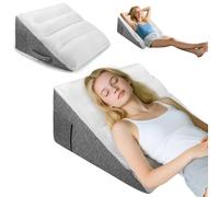 Bed Wedge Pillow, Memory Foam Sleeping Support Pillow, Dual Layer Incline Triangle Orthopaedic Cushion for Sleep Apnea, Acid Reflux, GERD, Back Pain, Snoring, Leg Elevation with Washable Cover