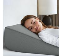 Bed Wedge Pillow | Unique Curved Design for Multi Position Use | Memory Foam Wedge Pillow for Sleeping | Works for Back Support, Leg, Knee | Includes Cover Plus Extra Sheet (Dark Grey)