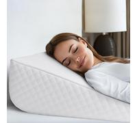 Bed Wedge Pillow | Unique Curved Design for Multi Position Use | Memory Foam Wedge Pillow for Sleeping | Works for Back Support, Leg, Knee | Includes Cover Plus Extra Sheet (White)
