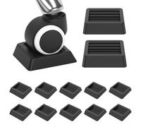 Bed Wheel Stoppers Non-Slip Furniture Caster Cup fits 5cm Wheels, Rubber Castor Cups for Wooden Floors, SquareFurniture Wheels Stopper for Office Chair, Desks, Baby Cribs, Sofa and Recliners(12 PCS)