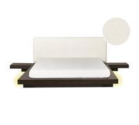 Bed with LED Boucle ZEN 160 x 200 cm (EU King Size) LED Dark Ash Wood