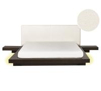 Bed with LED Boucle ZEN 160 x 200 cm (EU King Size) LED Dark Ash Wood