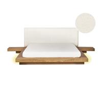 Bed with LED Boucle ZEN 160 x 200 cm (EU King Size) LED Natural Ash Wood