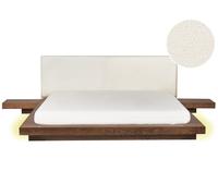 Bed with LED Boucle ZEN 180 x 200 cm (EU Super King) LED Brown Ash Wood