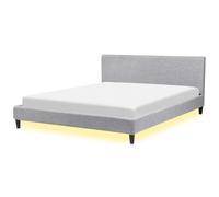 Bed with LED Fabric FITOU 180 x 200 cm (EU Super King) Light Grey
