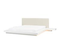Bed with LED Faux Leather ZEN 180 x 200 cm (EU Super King) White
