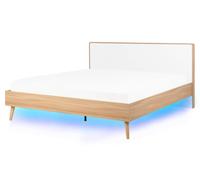 Bed with LED SERRIS 160 x 200 cm (EU King Size) LED Wood Light Wood