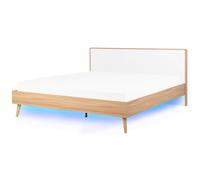 Beliani Bed With Led Serris 180 X 200 Cm (Eu Super King) Light Brown
