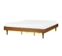 Beliani Bed With Led Toucy 180 X 200 Cm (Eu Super King) Brown Ash Wood