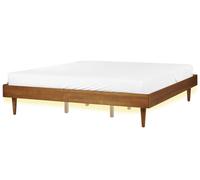 Bed with LED TOUCY 180 x 200 cm (EU Super King) Brown Ash Wood