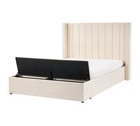 Bed with Storage Bench NOYERS Velvet Off-White 140 x 200 cm (EU Double)
